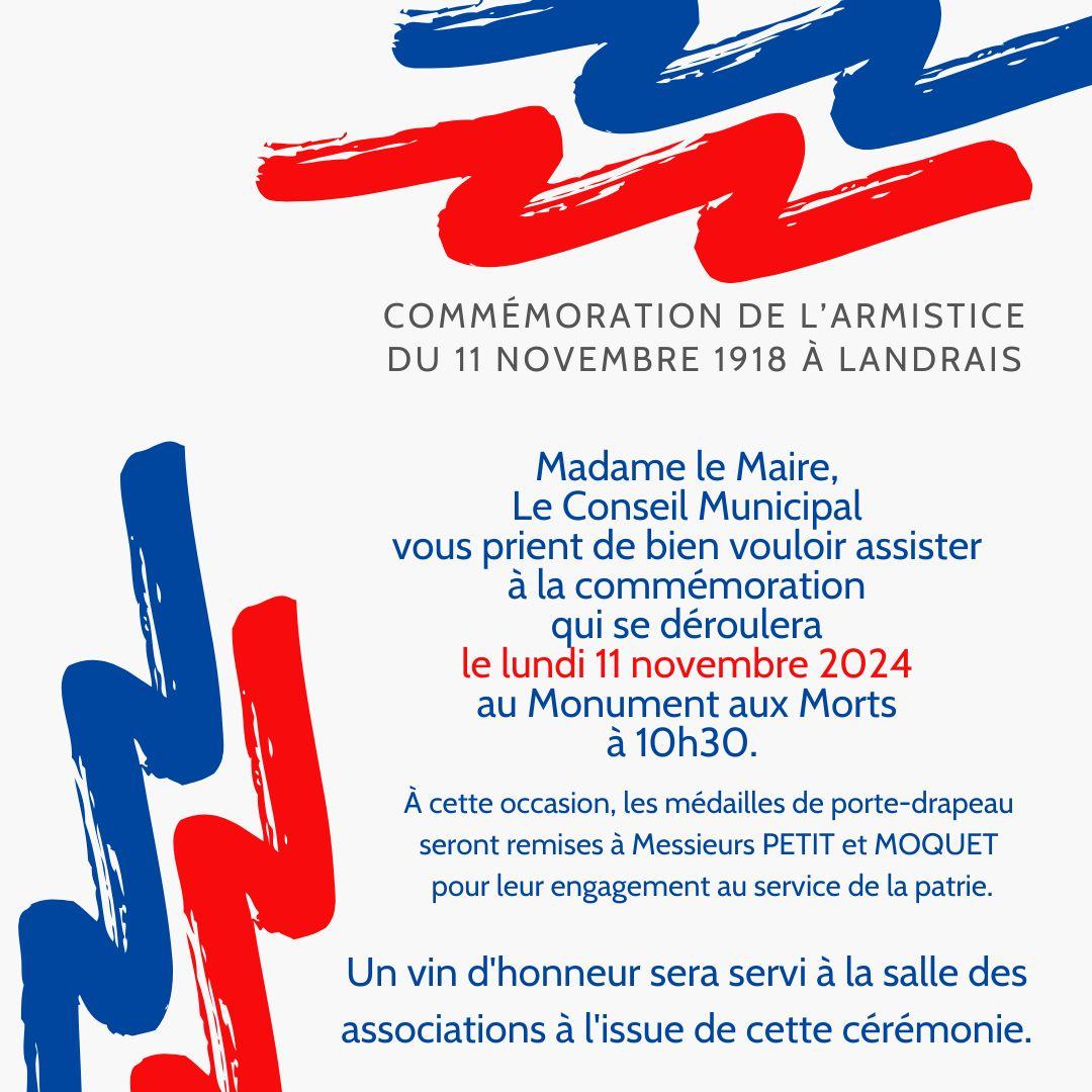 Invitation ceremonie 11 novembre 2024